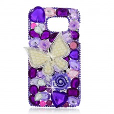 Samsung Galaxy Note 5 - Luxury Handmade Bling Bling 3D Rhinestone Crystal Protective Hard Clear Phone Cover Case - Purple Butterfly